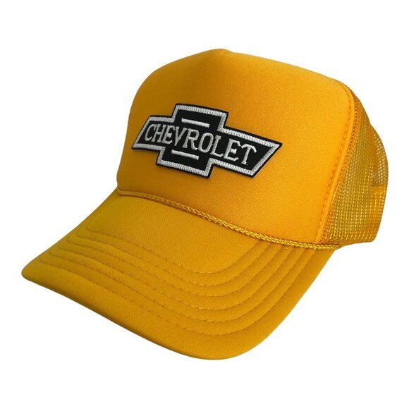 NEW VINTAGE STYLE CHEVROLET TRUCKS LOGO YELLOW TRUCKER HAT ADULT TRENDY RAC… - Picture 2 of 3
